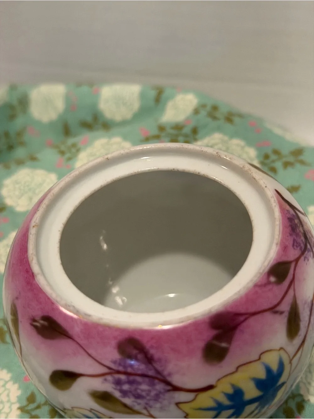 Vintage Hand Painted Porcelain  3 Pc Tea Set Tea Pot Lidded Sugar And Creamer.
